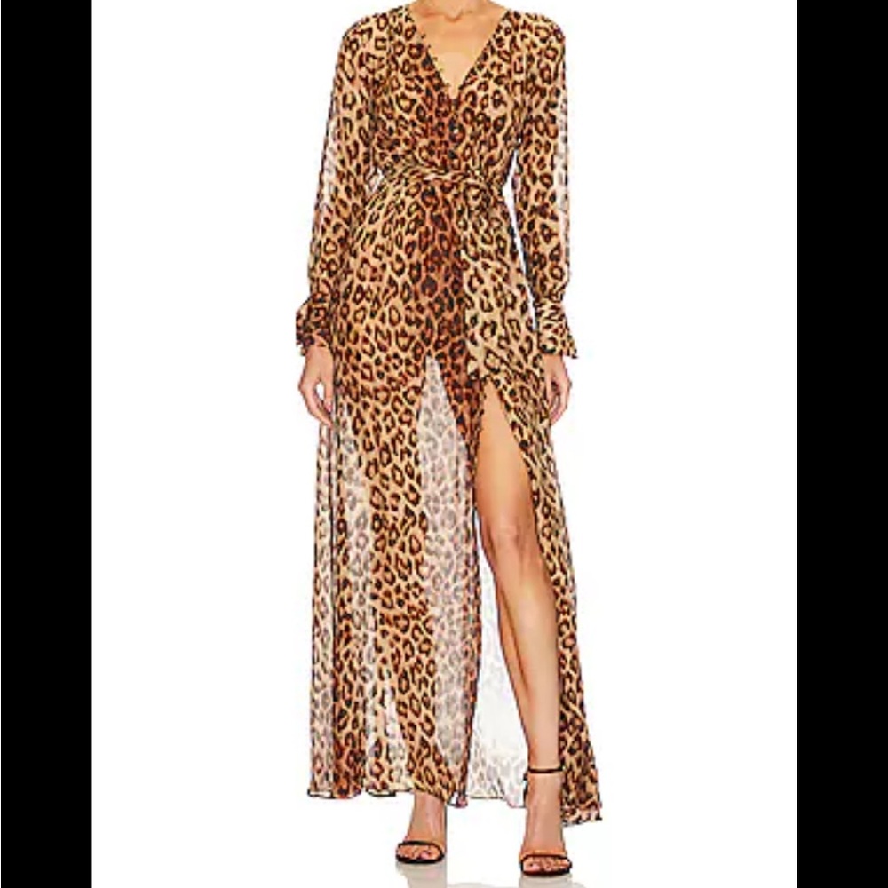 L’AGENCE Leopard Print Maxi Dress